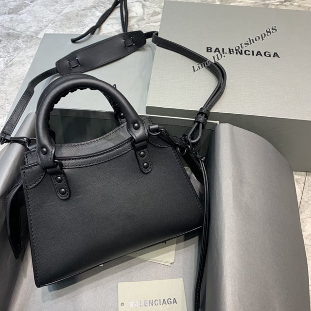 Balenciaga專櫃爆款平紋黑色黑扣手袋手提包 638512 巴黎世家小號Neo Classic機車包 fyj1456